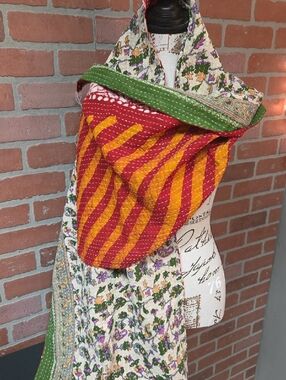 Handcrafted Multi-Color Kantha Scarf - Multicolored #178
